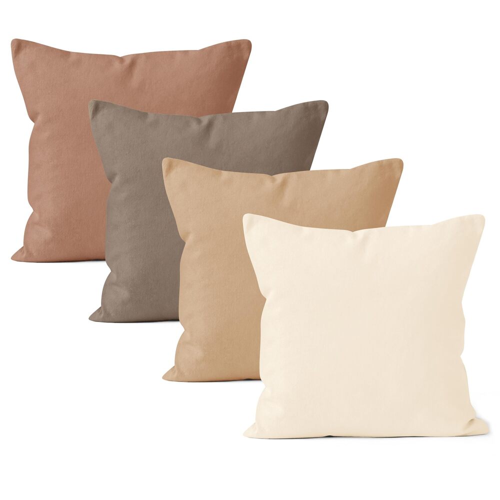 2407 Throw Pillow Covers 18x18 in Set of 4 Beige Combo No Inserts